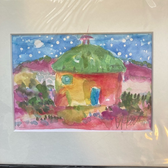 Southwest Church”An Original Watercolor Painting Matted 5"x7" Arches Paper - Picture 2 of 7